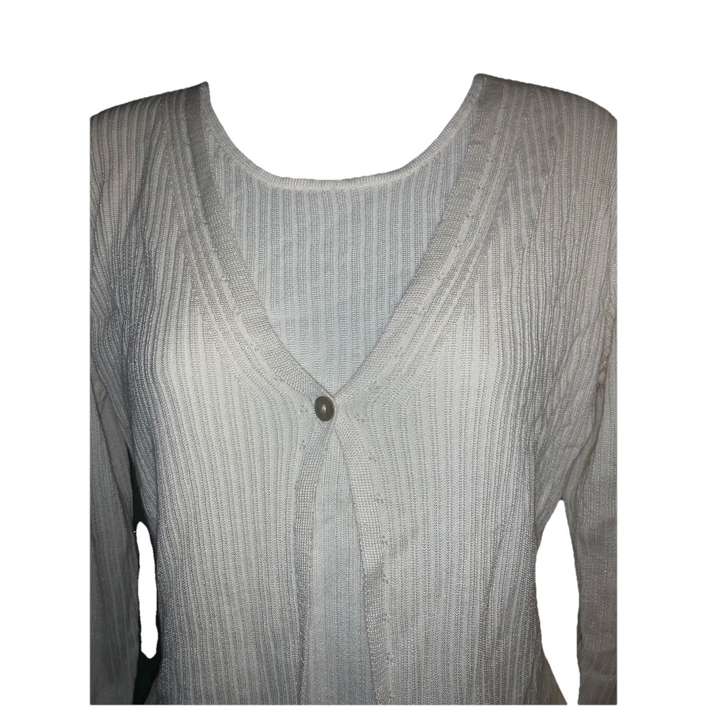 Vintage Y2K Size Large White Single Button Cardigan With Built In Tank Top